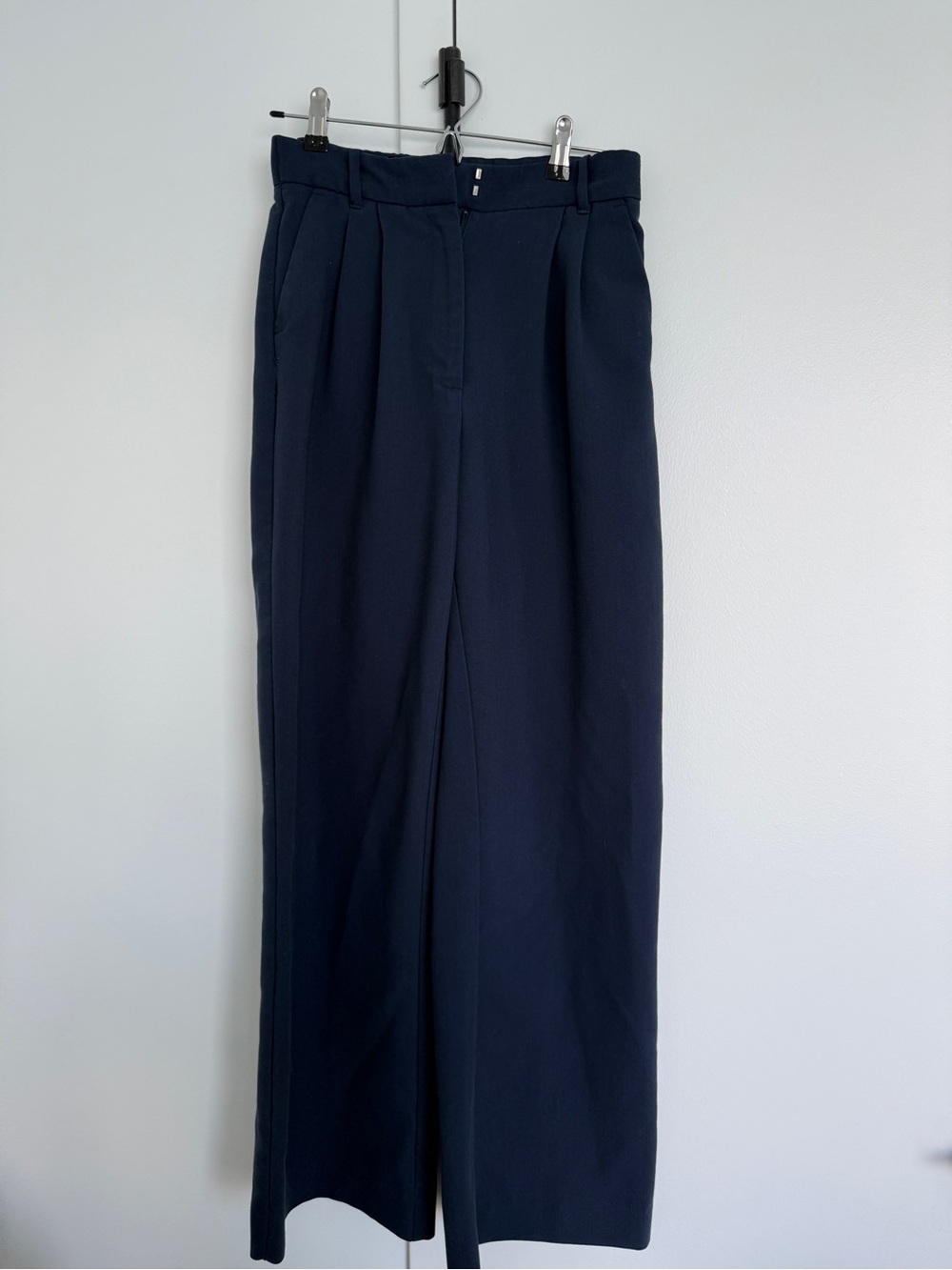Abercrombie & Fitch Navy High-Rise Wide-Leg Trousers